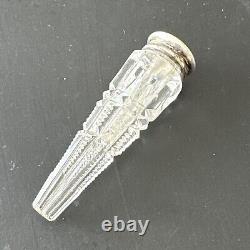 Antique Small Crystal Cut Salt Flask 19th Century Solid Silver 1930 Art Nouveau