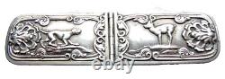 Antique Snuff Box in Solid Silver with Animal Decoration