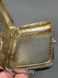 Antique Snuffbox, Solid Silver Cigarette Case, Russian Niello, 1892, Hallmarked
