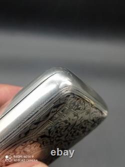 Antique Snuffbox, Solid Silver Cigarette Case, Russian Niello, 1892, Hallmarked