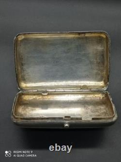 Antique Snuffbox, Solid Silver Cigarette Case, Russian Niello, 1892, Hallmarked