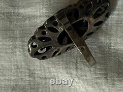 Antique Solid 925 Silver Onyx Marcasite Ring