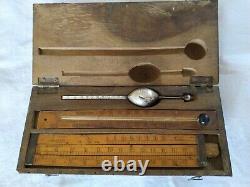 Antique Solid Silver Alcohol Weighing Chest XIX Century Wine Calculation Rule Hydrometer