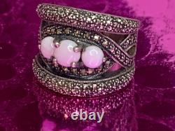 Antique Solid Silver Art Deco Ring with Opals & Marcasites Size 56 (1.8 mm)