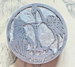 Antique Solid Silver Box Fable of La Fontaine The Wolf and the Stork