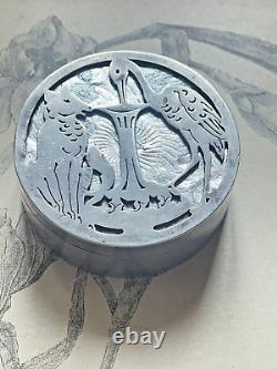 Antique Solid Silver Box Fable of La Fontaine The Wolf and the Stork