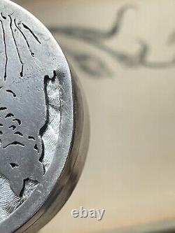 Antique Solid Silver Box Fable of La Fontaine The Wolf and the Stork