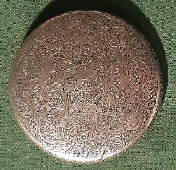 Antique Solid Silver Box Richly Engraved Ethnic Syria