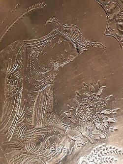 Antique Solid Silver Box Richly Engraved Ethnic Syria