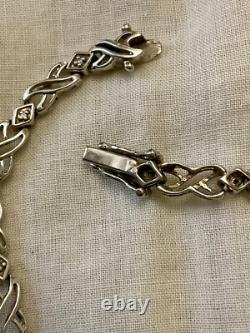 Antique Solid Silver Bracelet Goldsmith Stamp 16 Genuine Diamonds