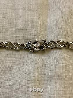 Antique Solid Silver Bracelet Goldsmith Stamp 16 Genuine Diamonds