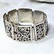 Antique Solid Silver Bracelet From Indochina Early 20th Century With Pagoda And Dragon Decorations