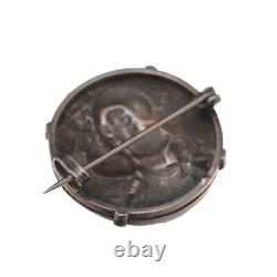 Antique Solid Silver Brooch, Female Profile, circa 1900