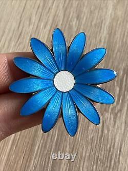 Antique Solid Silver Brooch by NORNE Art Nouveau Flowers Enamel Émaillé