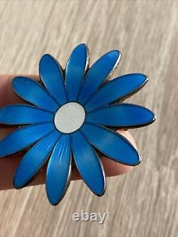 Antique Solid Silver Brooch by NORNE Art Nouveau Flowers Enamel Émaillé