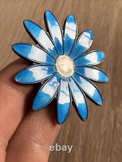 Antique Solid Silver Brooch by NORNE Art Nouveau Flowers Enamel Émaillé