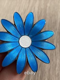 Antique Solid Silver Brooch by NORNE Art Nouveau Flowers Enamel Émaillé