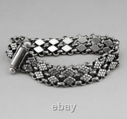 Antique Solid Silver Chain Bracelet, 19th Century, Super Quality, Flexible Link