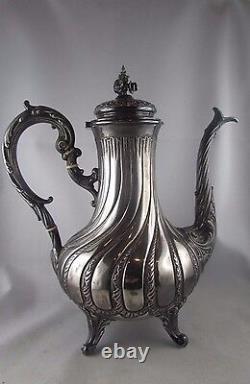 Antique Solid Silver Coffee Maker with Minerva Hallmark, 19th Century Louis XV Rocaille Style