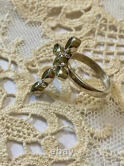 Antique Solid Silver Cross Ring with Peridot, Hallmarked