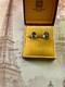 Antique Solid Silver Earrings With Genuine Gold And Blue Sapphire, 1 Carat