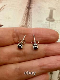 Antique Solid Silver Earrings with Genuine Gold and Blue Sapphire, 1 Carat