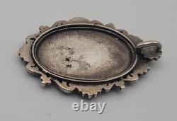 Antique Solid Silver Enamel Painted Medal Pendant Virgin and Child Madonna #H4