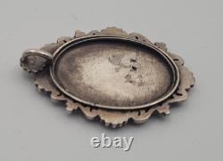 Antique Solid Silver Enamel Painted Medal Pendant Virgin and Child Madonna #H4