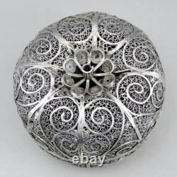 Antique Solid Silver Filigree Box, Tunisian Hallmark, Silver Tunisia, 165 g