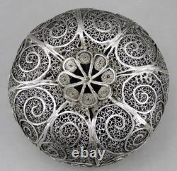 Antique Solid Silver Filigree Box, Tunisian Hallmark, Silver Tunisia, 165 g