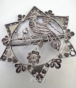 Antique Solid Silver Filigree Brooch from the Mid-19th Century