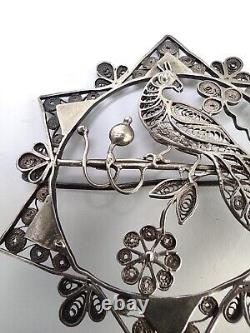 Antique Solid Silver Filigree Brooch from the Mid-19th Century