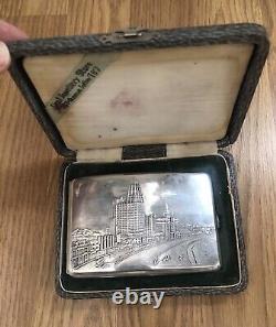 Antique Solid Silver Gilt Indian Motif Cigarette Holder with Box