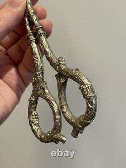 Antique Solid Silver Grape Scissors