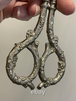 Antique Solid Silver Grape Scissors