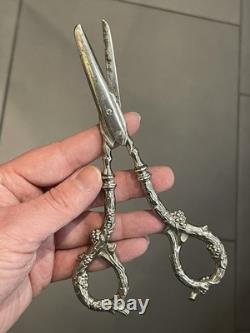 Antique Solid Silver Grape Scissors