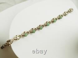 Antique Solid Silver Green Aventurine Jade Bracelet