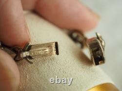 Antique Solid Silver Green Aventurine Jade Bracelet