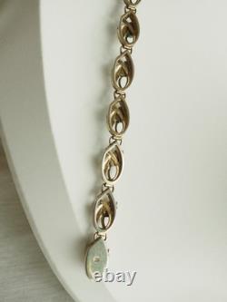 Antique Solid Silver Green Aventurine Jade Bracelet