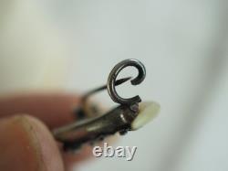 Antique Solid Silver Hunting Claw Brooch with Gold Accents