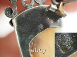 Antique Solid Silver Hunting Claw Brooch with Gold Accents
