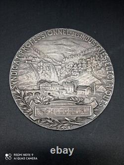 Antique Solid Silver Industry Union Medal signed Ch. Pillet 115 Gr