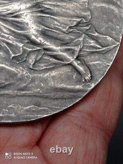 Antique Solid Silver Industry Union Medal signed Ch. Pillet 115 Gr