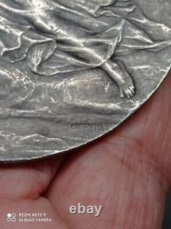 Antique Solid Silver Industry Union Medal signed Ch. Pillet 115 Gr