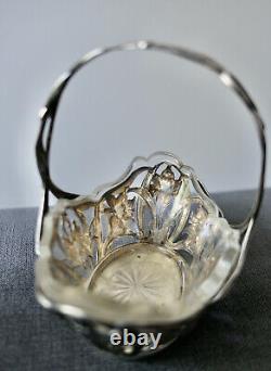 Antique Solid Silver Jewelry Basket Empty Pocket with 800 Hallmark Art Nouveau Era