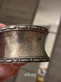 Antique Solid Silver Napkin Ring with Greek Decoration, 19th Century, Silversmith’s Hallmark