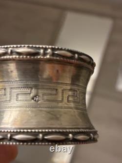 Antique Solid Silver Napkin Ring with Greek Decoration, 19th Century, Silversmith’s Hallmark