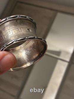 Antique Solid Silver Napkin Ring with Greek Decoration, 19th Century, Silversmith’s Hallmark