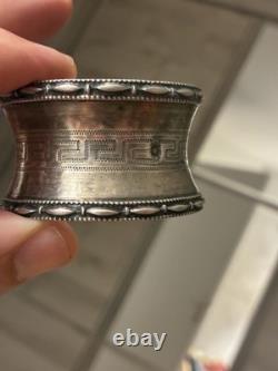 Antique Solid Silver Napkin Ring with Greek Decoration, 19th Century, Silversmith’s Hallmark