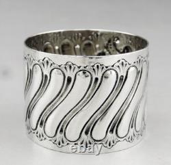 Antique Solid Silver Napkin Ring with Minerva Mark, Late 19th Century